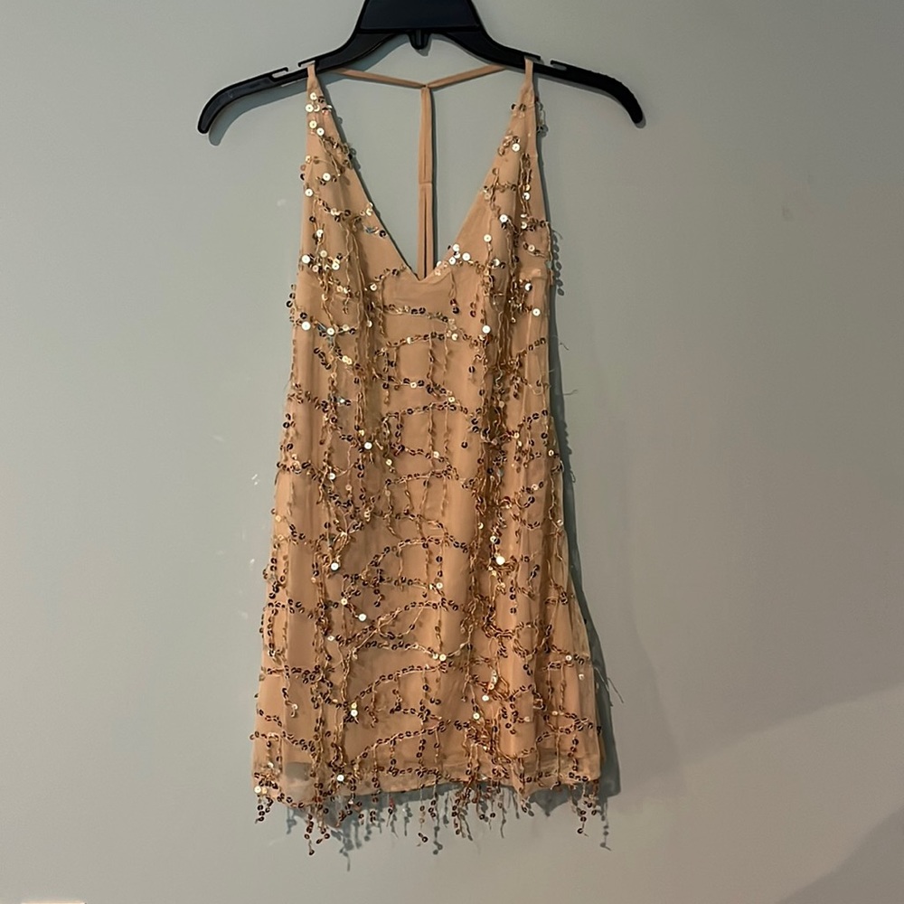 Short gold sequin dress